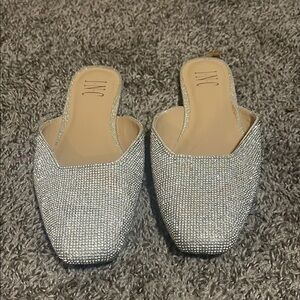 INC International Concepts Women's Glittering Silver Mules